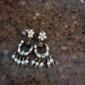 Vintage bronze and white earrings